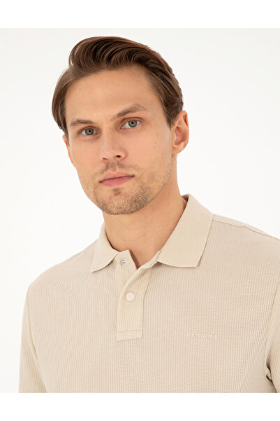Pierre Cardin Μπεζ εφαρμοστό T-shirt 50296569-VR011
