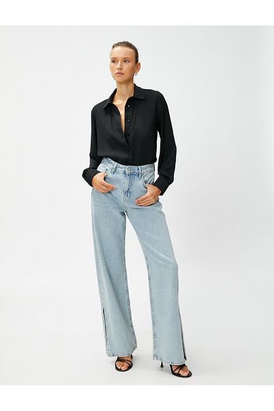 Koton Satin Shirt Long Sleeve Buttoned