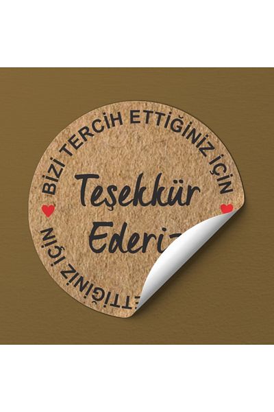 EcoNest Kraft Thank You for Choosing Us Sticker Coated Round Cut (3,7X3,7Cm) 108 Pieces