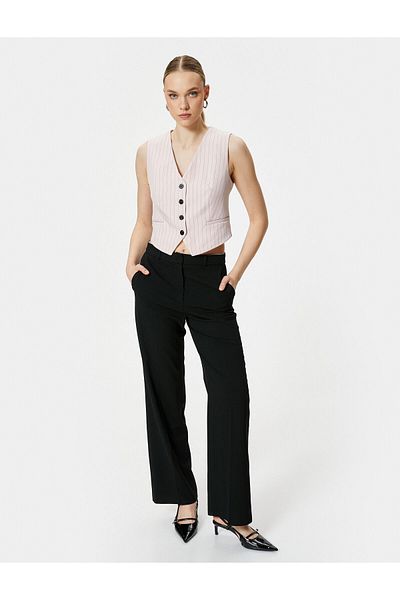 Koton Blazer Vest Buttoned V-Neck Pocket