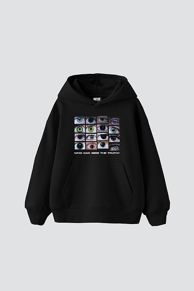 Bak Moda Hanorac negru premium unisex cu imprimeu Who Can See