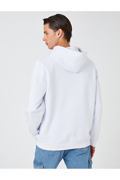 Koton Hooded Basic Sweatshirt - Print Detailed Raised