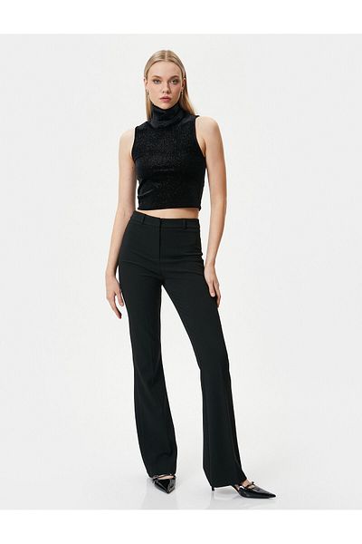 Koton Glitzerndes, kurzes Tanktop mit Rollkragen - ärmellos