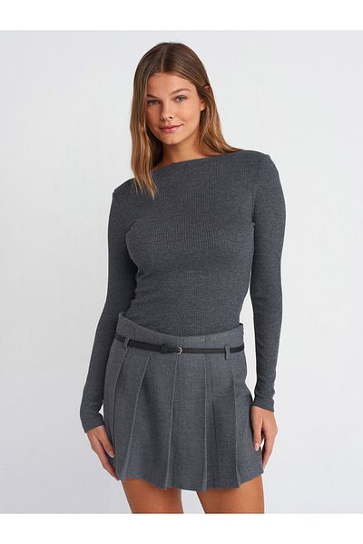 Dilvin 31462 Boat Neck Μακρυμάνικη Μπάλα-Ανθρακί