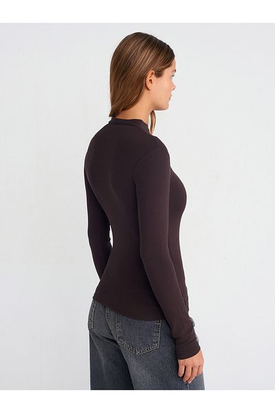 Dilvin 31433 Half Turtleneck Ball-Dark Brown