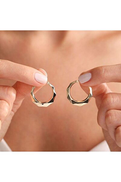 Sembol Gold Altın Halka Küpe 2.2 Cm