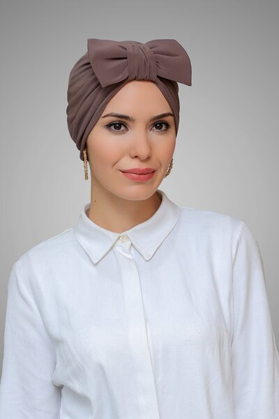 HÜRREM BONE المنك العملي الجاهز للحجاب بونيه قماش ساندي مربوط بفيونكة مجمعة 7...