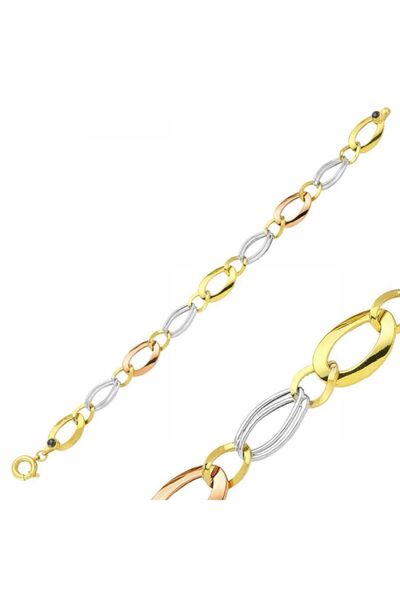 Sembol Gold 14 Ayar Altın Bileklik Hallow Oval Halka