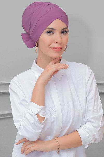 HÜRREM BONE Gül K. Practical Ready-Made Hijab Bonnet Αμμώδες ύφασμα φιόγκος διπλής όψης μονός σταυρός 1833_18