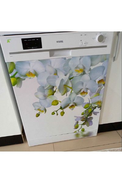 Bigaimaj Capac pentru frigider și mașină de spălat vase White Orhidee - Folie autoadeziva