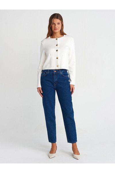 Dilvin 71740 Basic Mom Pants-Navy