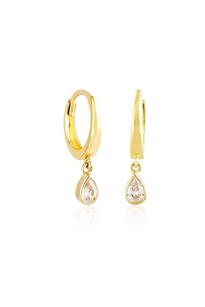 Sembol Gold Damla Taşlı Altın Sallantılı Küpe 14k Gold