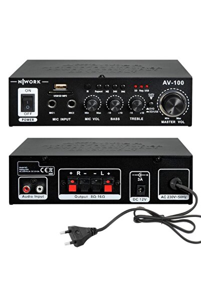 Genel Markalar Anfi 100w Usb/sd/mp3 220/12v Stereo Bluetooth Av-100