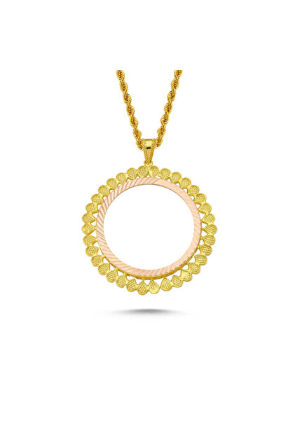 Sembol Gold Altın Tuğralı Kolye Tam Altınlı Papatya