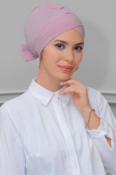HÜRREM BONE Πούδρα Πρακτικό έτοιμο κουμπωτό Hijab Bonnet Αμμώδες ύφασμα με φιόγκο διπλής όψης μονό σταυρό 1833_06