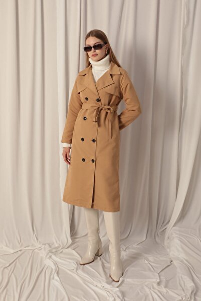 Lukas Torino Fabric Liquid Proof Maxi Length Women's Camel Trench Coat