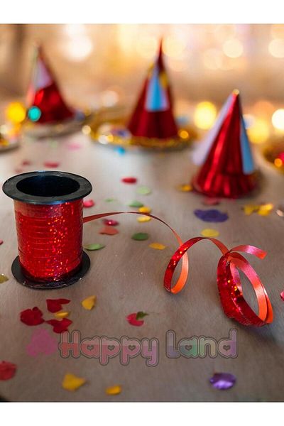 Happyland Red Mini Metallic Raffia - 10m Christmas Ribbon, Ornament Balloon Lanyard Gift Package