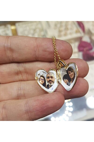 Sembol Gold Altın Resimli Kolye Doç Zincirli Kalp