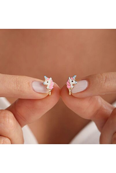 Sembol Gold Altın Çocuk Küpesi Unicorn