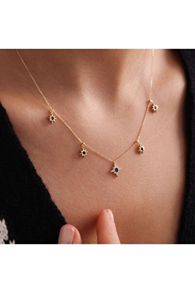 Sembol Gold Altın Pusula Kolye Onix