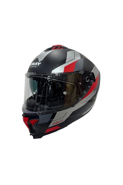 Sway KASK SW 865 TITAN Black White Red GÜNEŞ GÖZLÜKLÜ