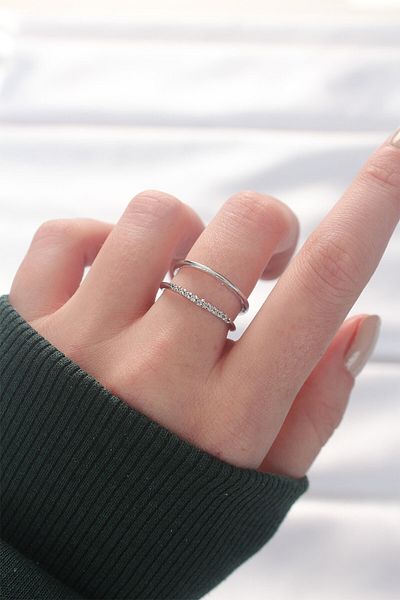 Skygo Silver Color Adjustable Ring with 2-Look Waterway Design - Tj-Byk3135