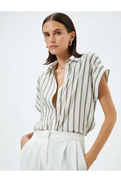 Koton Cămașă cu mânecă scurtă, cu nasturi, guler, amestec de viscoză