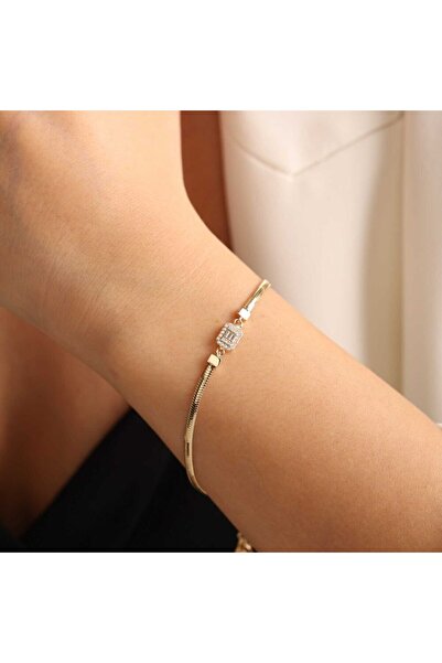 Sembol Gold Balık Sırtı Altın Bileklik Baget Parçalı