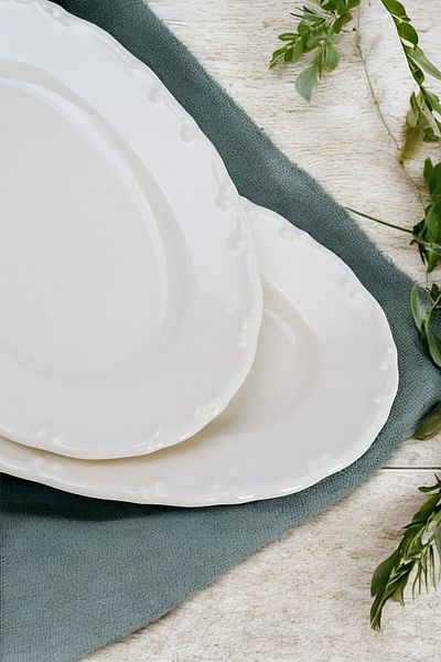 Digithome Liana 20 cm Porcelain Boat Plate - Cream Tl 4012307