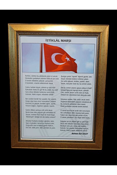 Panda İstiklal Marşı Portre Atatürk Tablo 60x80cm Sari Yalduzlı