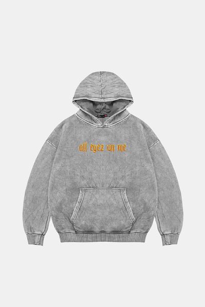 Sekizbiraltı All Eyez On Me Printed Oversize Unisex Premium Washable White Hoodie