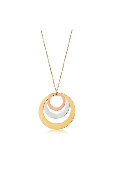 Sembol Gold İsim Yazılan Altın Kolye Üç Renk 14k Gold