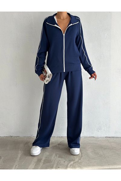 badibadii Stripe Detailed Oversize Jacket and Trousers Set