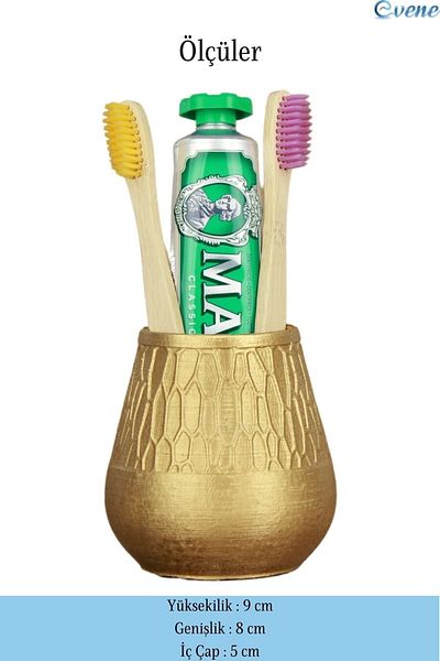 Evene Gold Colored Toothbrush Holder - Countertop Model 3