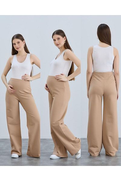 LİYACA Combed Cotton Wide Leg Maternity Pants