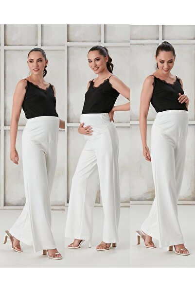 LİYACA Combed Cotton Wide Leg Maternity Pants