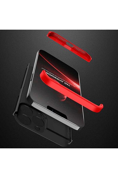 kilifone iPhone 13 Pro Compatible - Case Anti-Fingerprint 3 Piece Ays Cover - Black-Grey - T19291