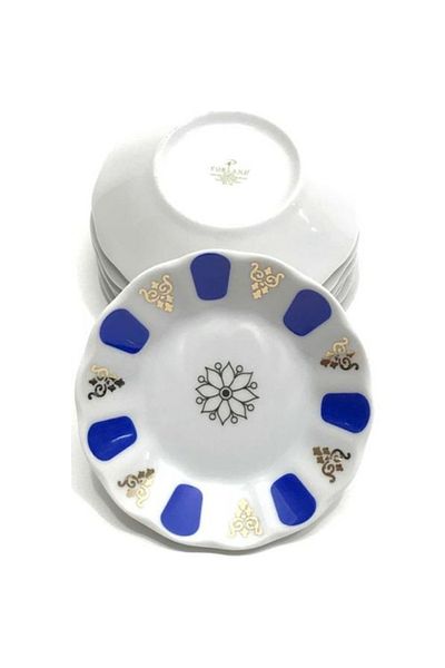 Porland Porcelain Coffee Pot Tea Plate for 6 People - Blue Gold