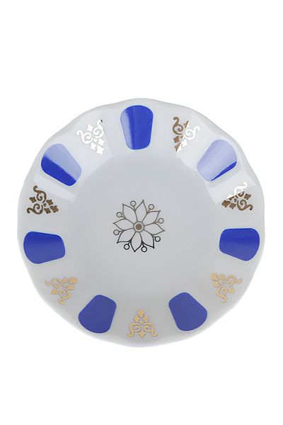 Porland Porcelain Coffee Pot Tea Plate for 6 People - Blue Gold