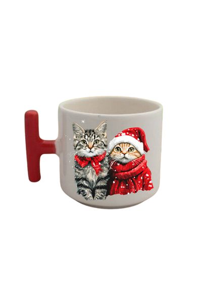 lili hediyelik Cats in New Year's Eve Printed Coffee Cup Mug Cup Christmas New Year's Gift