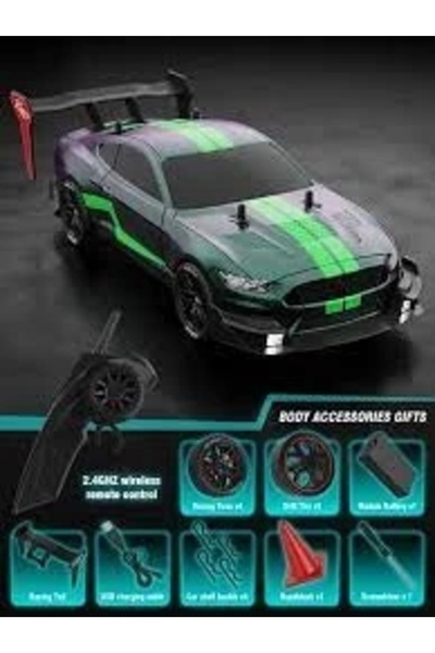 RC 1:14 Hızlı Drift Şarjlı Neon Yeşil 4x4 Uzaktan kumandalı Yarış Aracı 35-40 Km/s Hızında Hediyelik