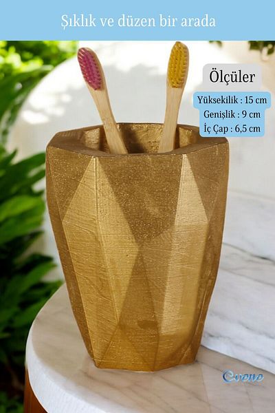Evene Gold Colored Toothbrush Holder - Stand and Holder Model 19