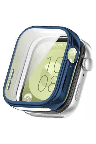 Techmaster Huawei Watch Fit 3 Uyumlu Kasa Ekran Koruyucu 360 Tam Koruma Kılıf Kapak