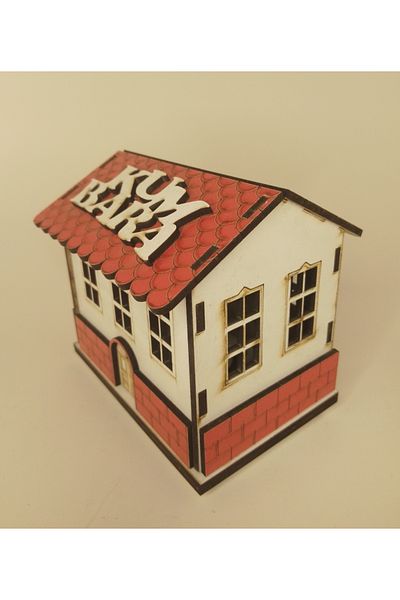 Penguen Wooden Gift Red Color Classic Home Piggy Bank