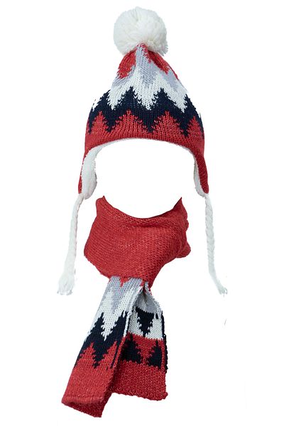 Oppland Copii Iarnă Gros Pompon Beanie Eșarfe Mănuși Set Complet Bumbac Menține Cald Rezistent la vânt
