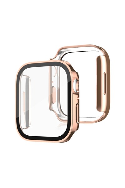 Techmaster Apple Watch 6 7 8 9 44mm 45mm Uyumlu Rubber Kasa Ekran Koruyucu 360 Kılıf Kapak