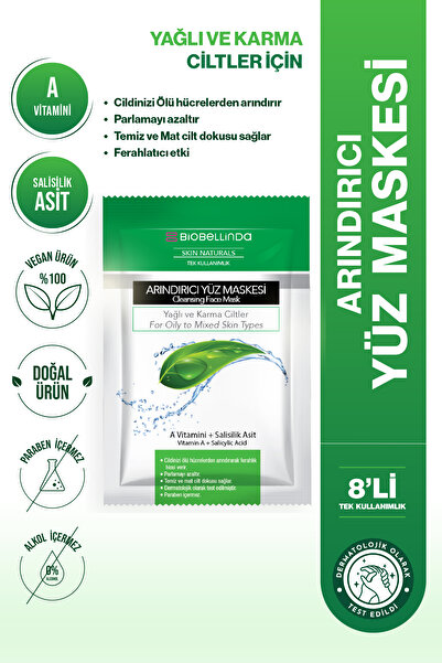 BioBellinda Arındırıcı Yüz Maskesi (8'li Set) - 80 Ml