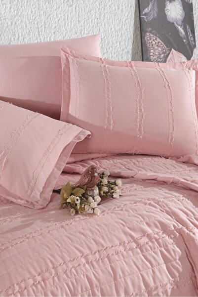 Clasy Ranforce Avola V6 Powder Color Double Bedspread Set - 100% Cotton