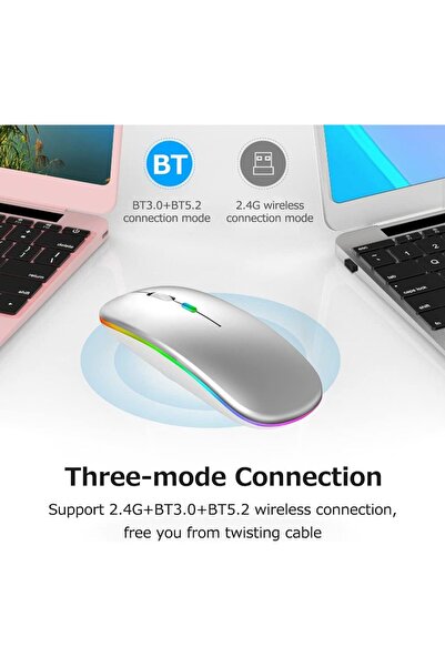 JUNGLEE LED IŞIKLI ŞARJLI MOUSE 2.4GHZ USB WİRELESS VE BLUETOOTH LU SESSİZ İOS ANDROİD TELEFON TABLET PC TV