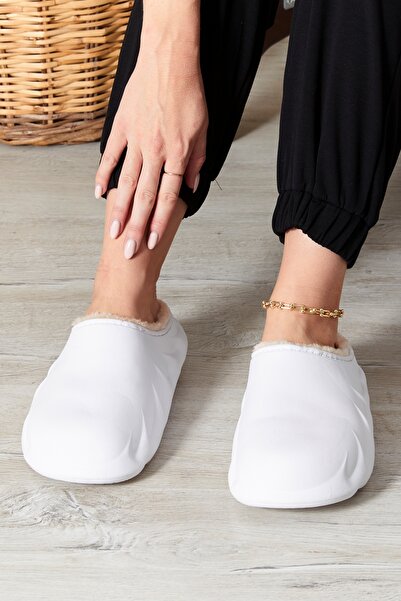 palermo home New Season Unisex Men'S/Women's Casual Slippers - Comfortable Step, Extended Cut, Fur Lined Eva Sole, White Color